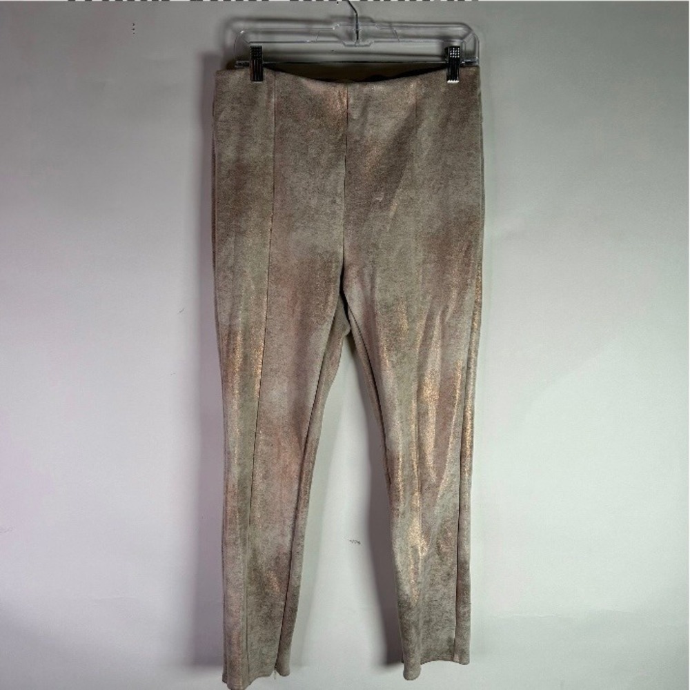 Anthropologie Gold Metallic Foil Pull On Leggings‎ Trousers Size 31